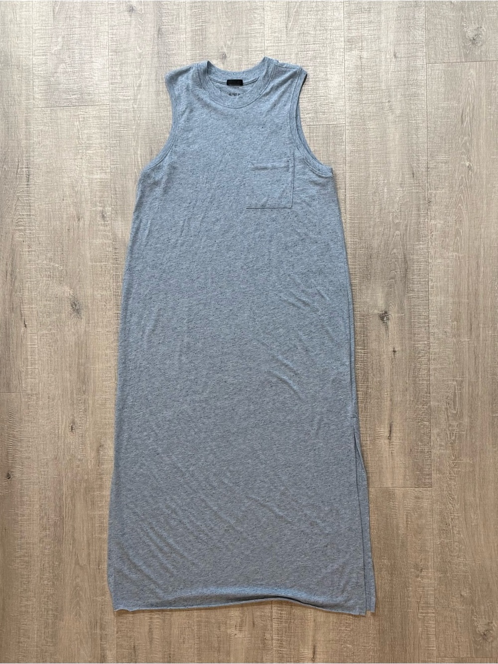 ATM Pocket Maxi Dress Heathered Blue Sleeveless - Sz L